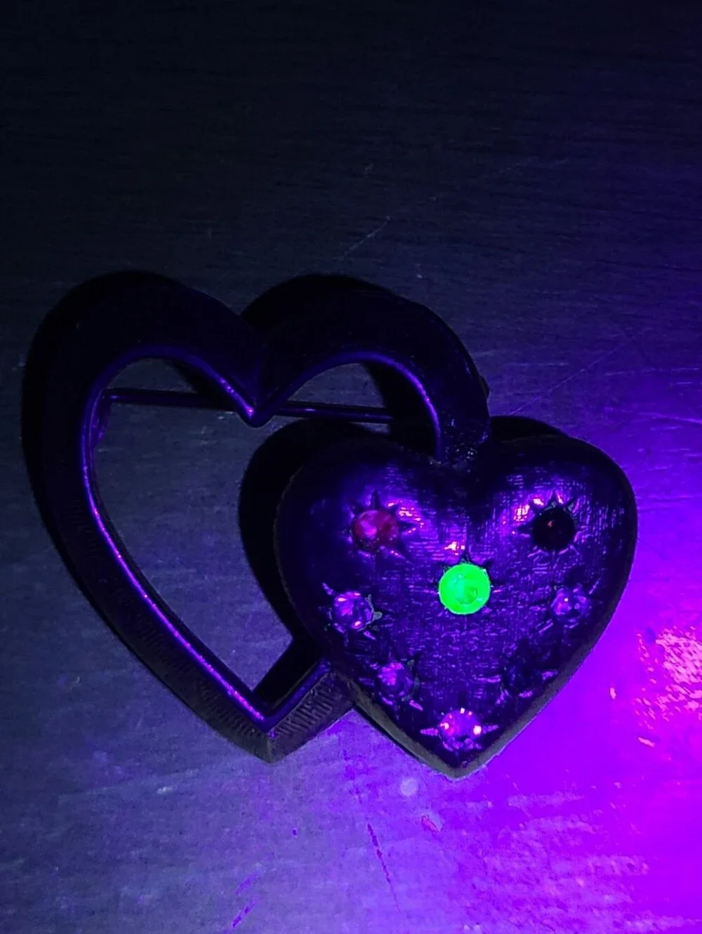 Uranium Glass Heart Vintage Brooch
